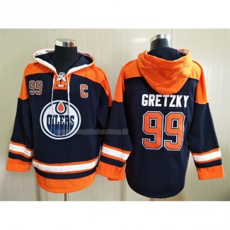 Felpa con Cappuccio Edmonton Oilers Wayne Gretzky Blu