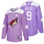 Maglia Hockey Arizona Coyotes Clayton Keller 2018 Fights Cancer Viola