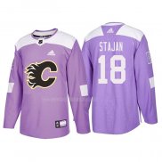 Maglia Hockey Calgary Flames Matt Stajan 2018 Fights Cancer Viola