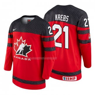 Maglia Hockey Canada Peyton Krebs 2018 Iihf World Championship Giocatore Rosso