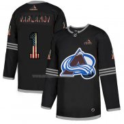 Maglia Hockey Colorado Avalanche Semyon Varlamov 2020 USA Flag Nero