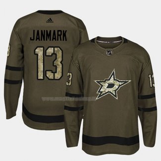 Maglia Hockey Dallas Stars Mattias Janmark 2018 Salute To Service Verde Militare
