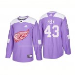 Maglia Hockey Detroit Red Wings Darren Helm Autentico 2018 Fights Cancer Viola