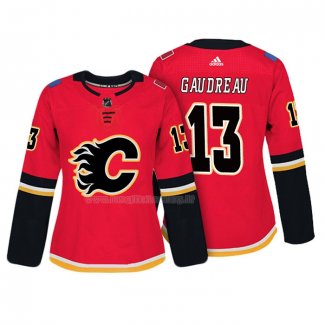 Maglia Hockey Donna Calgary Flames Johnny Gaudreau Autentico Giocatore Rosso