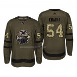 Maglia Hockey Edmonton Oilers Jujhar Khaira 2018 Salute To Service Verde Militare