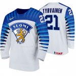 Maglia Hockey Finlandia Juhani Tyrvainen Home 2020 Iihf World Championship Bianco