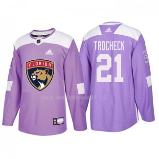 Maglia Hockey Florida Panthers Vincent Trocheck 2018 Fights Cancer Viola