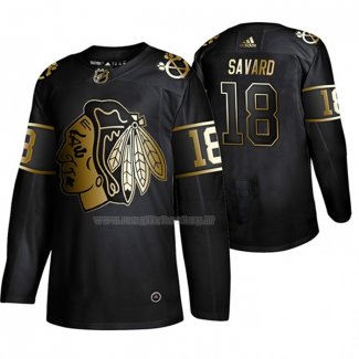 Maglia Hockey Golden Edition Chicago Blackhawks Denis Savard Retired Giocatore Autentico Nero