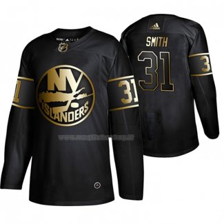 Maglia Hockey Golden Edition New York Islanders Billy Smith Retired Giocatore Autentico Nero