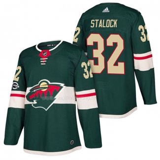 Maglia Hockey Minnesota Wild Alex Stalock Autentico Home 2018 Verde