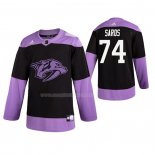 Maglia Hockey Nashville Predators Juuse Saros 2019 Fights Cancer Nero