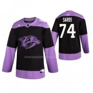Maglia Hockey Nashville Predators Juuse Saros 2019 Fights Cancer Nero