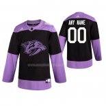 Maglia Hockey Nashville Predators Personalizzate Fights Cancer Nero