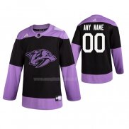 Maglia Hockey Nashville Predators Personalizzate Fights Cancer Nero