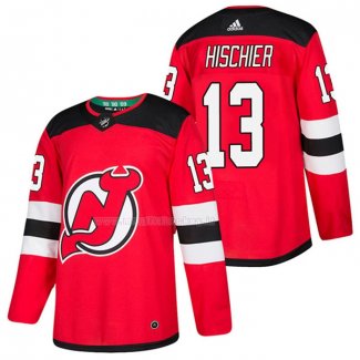 Maglia Hockey New Jersey Devils Nico Hischier Autentico Home 2018 Rosso