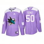 Maglia Hockey San Jose Sharks Chris Tierney Autentico 2018 Fights Cancer Viola