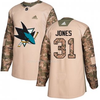 Maglia Hockey San Jose Sharks Martin Jones Autentico 2017 Veterans Day Camuffamento