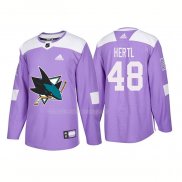 Maglia Hockey San Jose Sharks Tomas Hertl Autentico 2018 Fights Cancer Viola