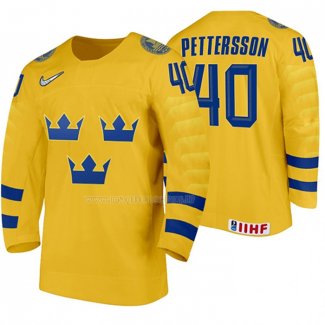 Maglia Hockey Suecia Elias Pettersson Home 2020 Iihf World Giallo