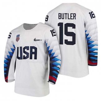 Maglia Hockey USA Bobby Butler 2018 Olympic Bianco