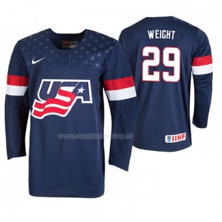 Maglia Hockey USA Danny Weight 2019 Iihf World U18 Championship Blu