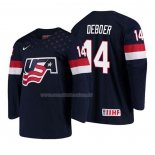 Maglia Hockey USA Jack Deboer 2018 Iihf World Championship Giocatore Blu