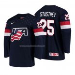 Maglia Hockey USA Spencer Stastney 2018 Iihf World Championship Giocatore Blu