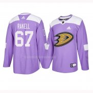Maglia Hockey Anaheim Ducks Rickard Rakell 2018 Fights Cancer Viola