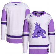 Maglia Hockey Arizona Coyotes Blank Practice Autentico 2018 Fights Cancer Bianco Viola