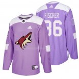 Maglia Hockey Arizona Coyotes Christian Fischer 2018 Fights Cancer Viola
