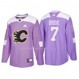 Maglia Hockey Calgary Flames Tj Brodie 2018 Fights Cancer Viola