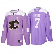 Maglia Hockey Calgary Flames Tj Brodie 2018 Fights Cancer Viola