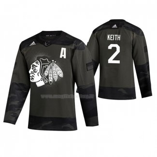Maglia Hockey Chicago Blackhawks Duncan Keith 2019 Veterans Day Camuffamento