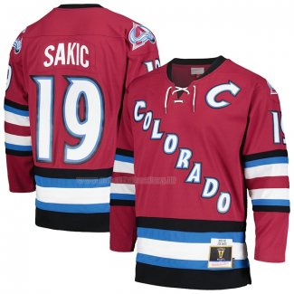 Maglia Hockey Colorado Avalanche Joe Sakic Mitchell & Ness 2001-02 Blue Line Alternato Rosso