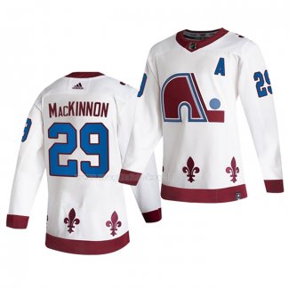 Maglia Hockey Colorado Avalanche Nathan Mackinnon Reverse Throwback Autentico 2021 Bianco