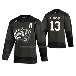 Maglia Hockey Columbus Blue Jackets Cam Atkinson 2019 Veterans Day Camuffamento