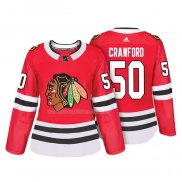 Maglia Hockey Donna Chicago Blackhawks Corey Crawford Autentico Giocatore Rosso