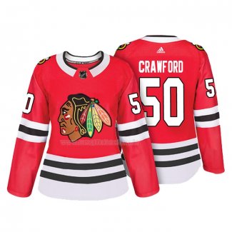 Maglia Hockey Donna Chicago Blackhawks Corey Crawford Autentico Giocatore Rosso