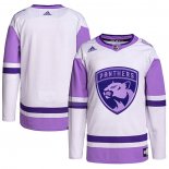 Maglia Hockey Florida Panthers Blank Practice Autentico 2018 Fights Cancer Bianco Viola