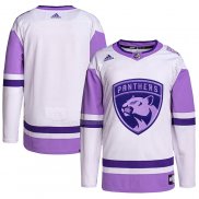 Maglia Hockey Florida Panthers Blank Practice Autentico 2018 Fights Cancer Bianco Viola
