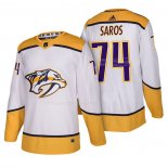 Maglia Hockey Nashville Predators Juuse Saros Autentico Away 2018 Bianco