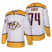 Maglia Hockey Nashville Predators Juuse Saros Autentico Away 2018 Bianco