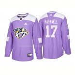 Maglia Hockey Nashville Predators Scott Hartnell Autentico 2018 Fights Cancer Viola