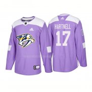 Maglia Hockey Nashville Predators Scott Hartnell Autentico 2018 Fights Cancer Viola