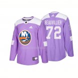 Maglia Hockey New York Islanders Anthony Beauvillier Autentico 2018 Fights Cancer Viola