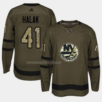 Maglia Hockey New York Islanders Jaroslav Halak 2018 Salute To Service Verde Militare