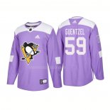 Maglia Hockey Pittsburgh Penguins Jake Guentzel Autentico 2018 Fights Cancer Viola