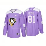 Maglia Hockey Pittsburgh Penguins Phil Kessel Autentico 2018 Fights Cancer Viola