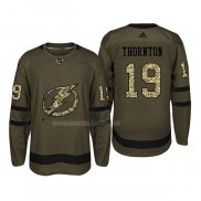 Maglia Hockey San Jose Sharks Joe Thornton 19 2018 Salute To Service Verde Militare