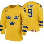 Maglia Hockey Suecia Adrian Kempe Home 2020 Iihf World Giallo